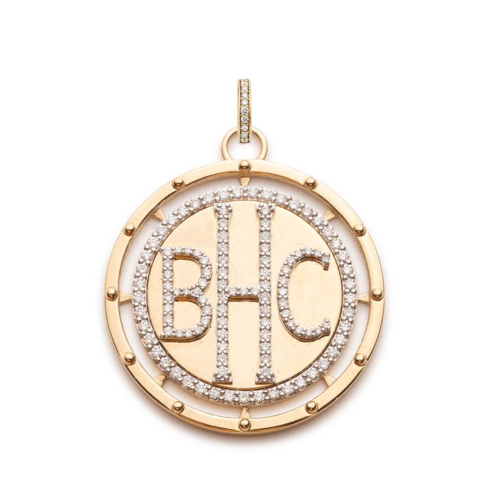 18K Yellow Gold Personalized - True Love | Custom Lovestruck Pierced Large Medallion | Diamonds, Yellow Gold – FoundRae view 3