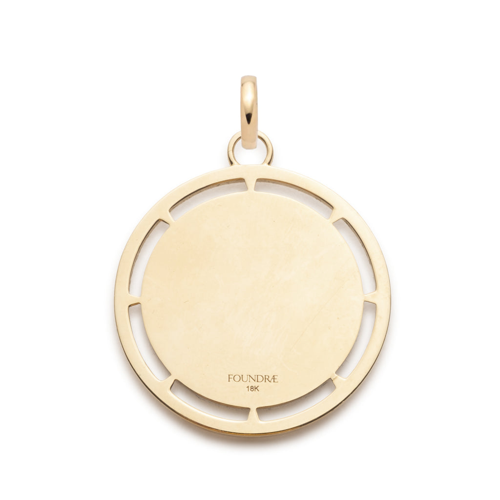 18K Yellow Gold Personalized - True Love | Custom Lovestruck Pierced Large Medallion | Diamonds, Yellow Gold – FoundRae view 4