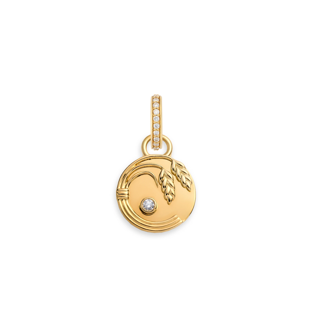 18K Yellow Gold Infinite Gratitude | Braided Wheat Miniature Medallion | Diamond, Yellow Gold – FoundRae view 3