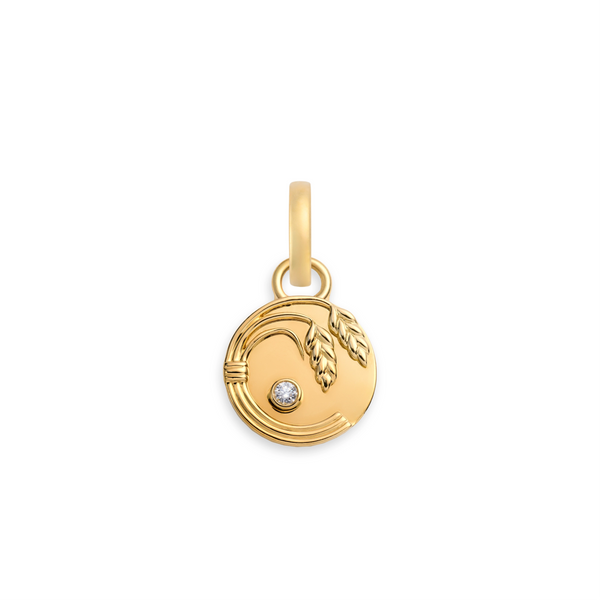Infinite Gratitude | Braided Wheat Miniature Medallion | Diamond, Yellow Gold