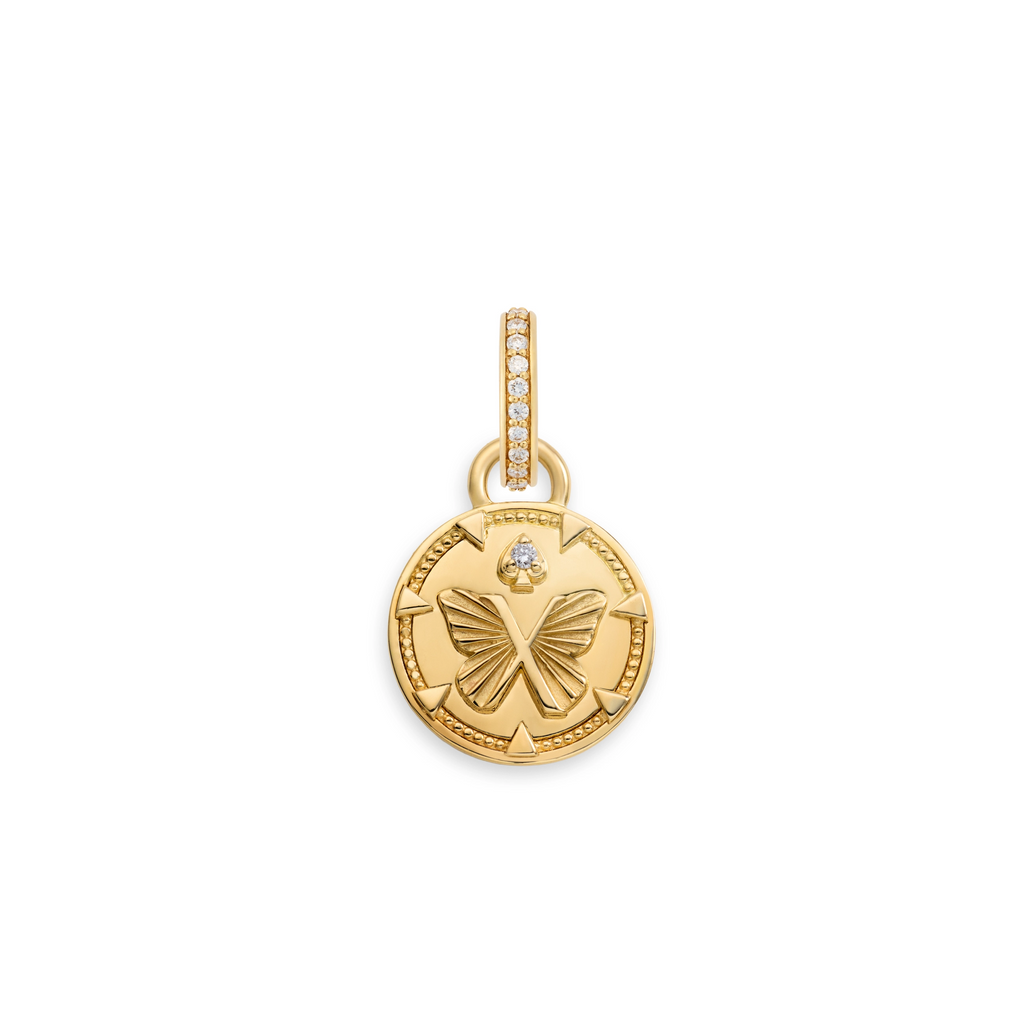 18K Yellow Gold Reverie | Butterfly Miniature Medallion | Diamond, Yellow Gold – FoundRae view 3