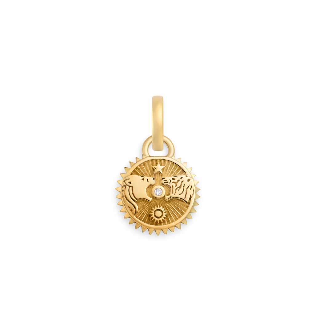 Strength | Solar & Lunar Miniature Medallion | Diamond, Yellow Gold view 1
