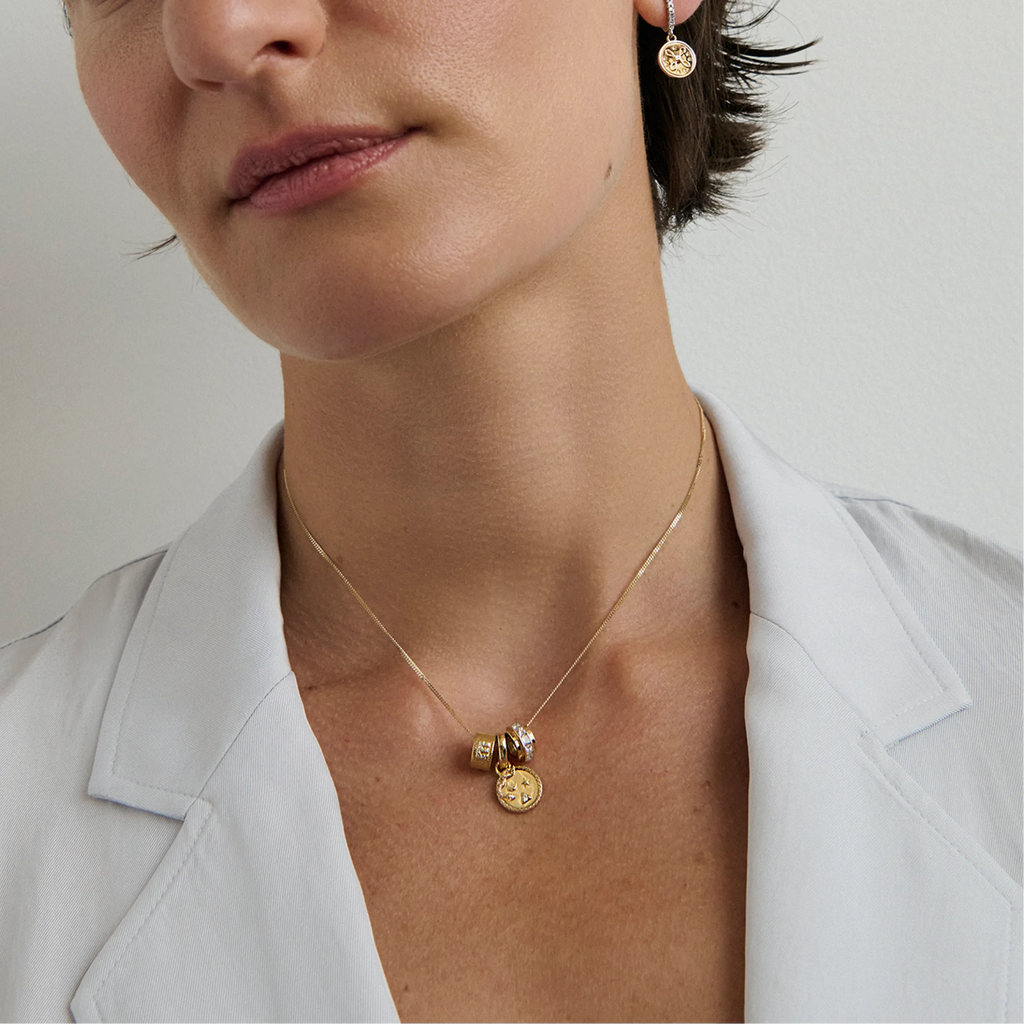 Wholeness | Snake Miniature Medallion | Diamond, Yellow Gold view 2