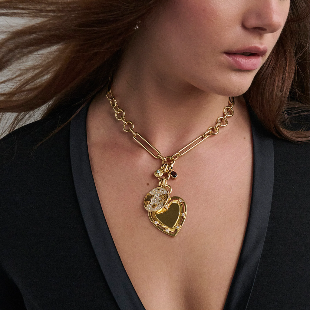Foundation | March Birthday Starstone Petite Medallion | Aquamarine, Yellow Gold view 2