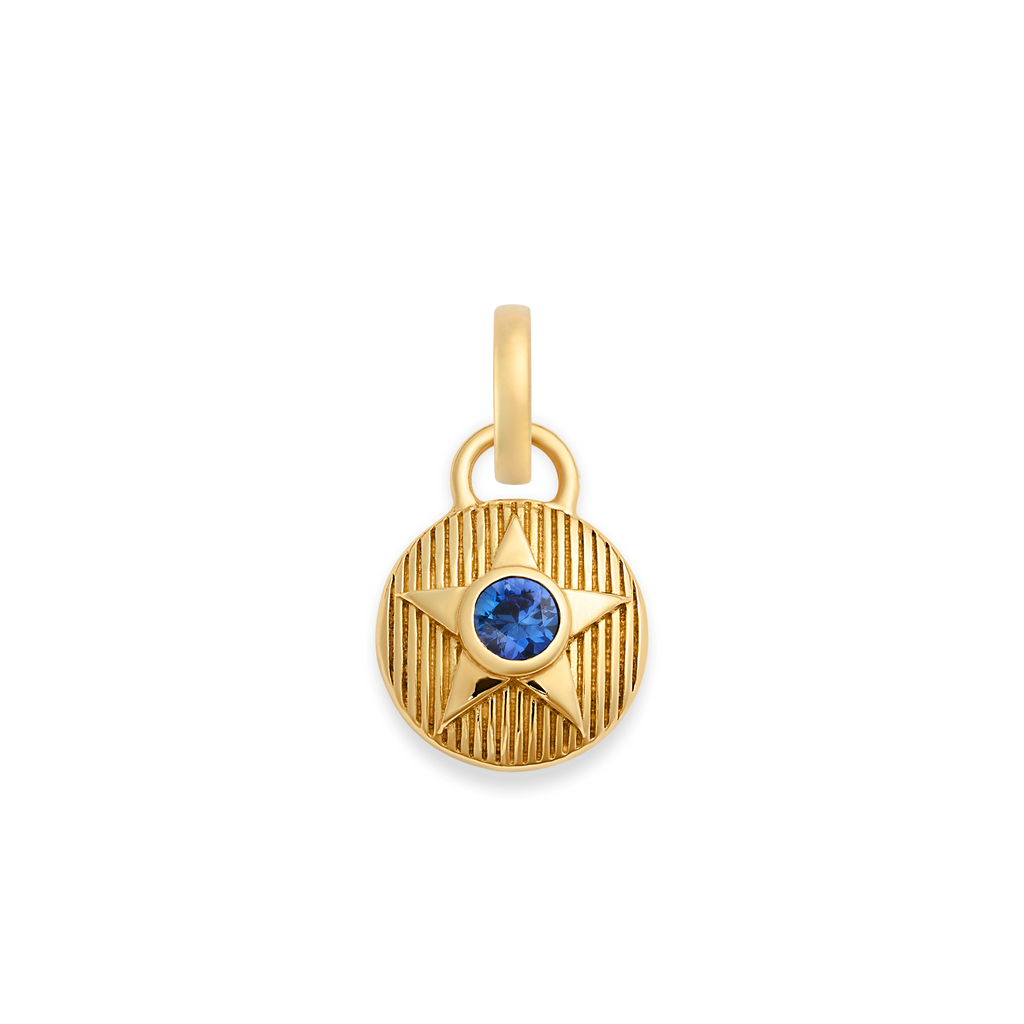 Foundation | September Birthday Starstone Petite Medallion | Blue Sapphire, Yellow Gold view 1