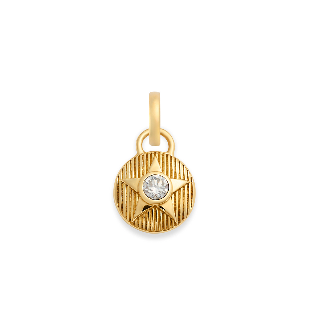 Foundation | April Birthday Starstone Petite Medallion | Diamond, Yellow Gold view 1