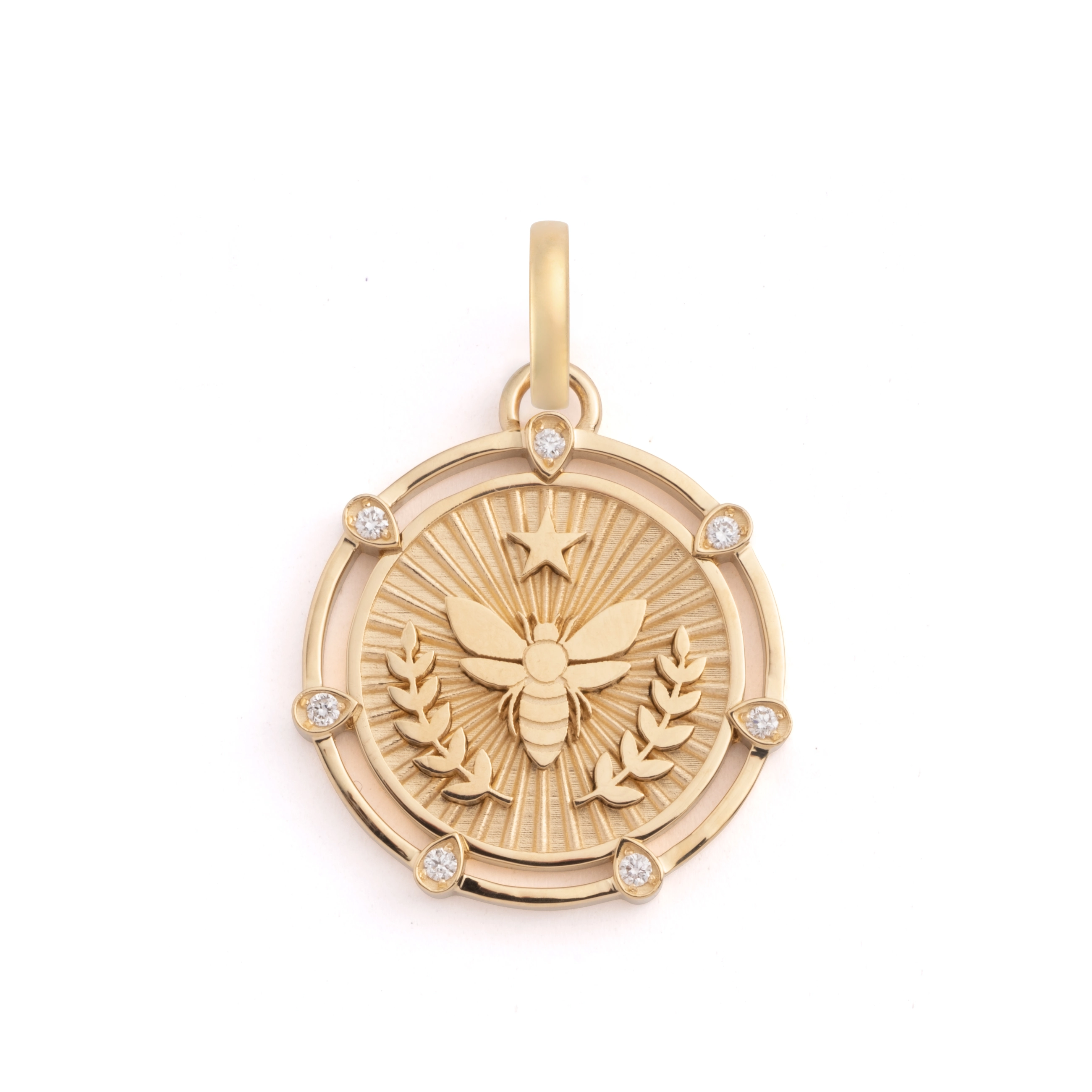 foundrae x every mother counts | bee medium medallion | diamonds, yellow gold