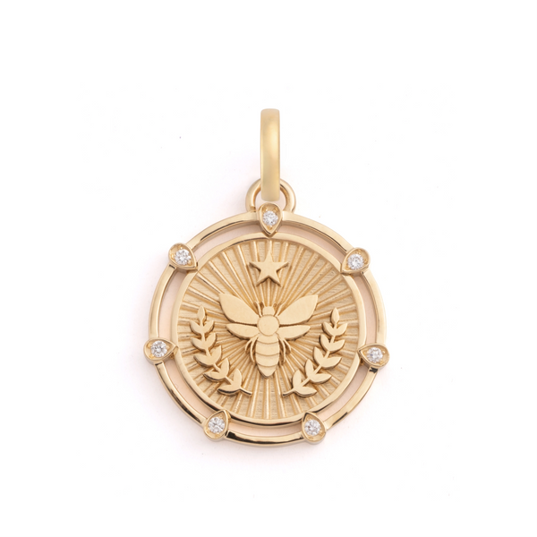 FoundRae x Every Mother Counts | Bee Medium Medallion | Diamonds, Yellow Gold