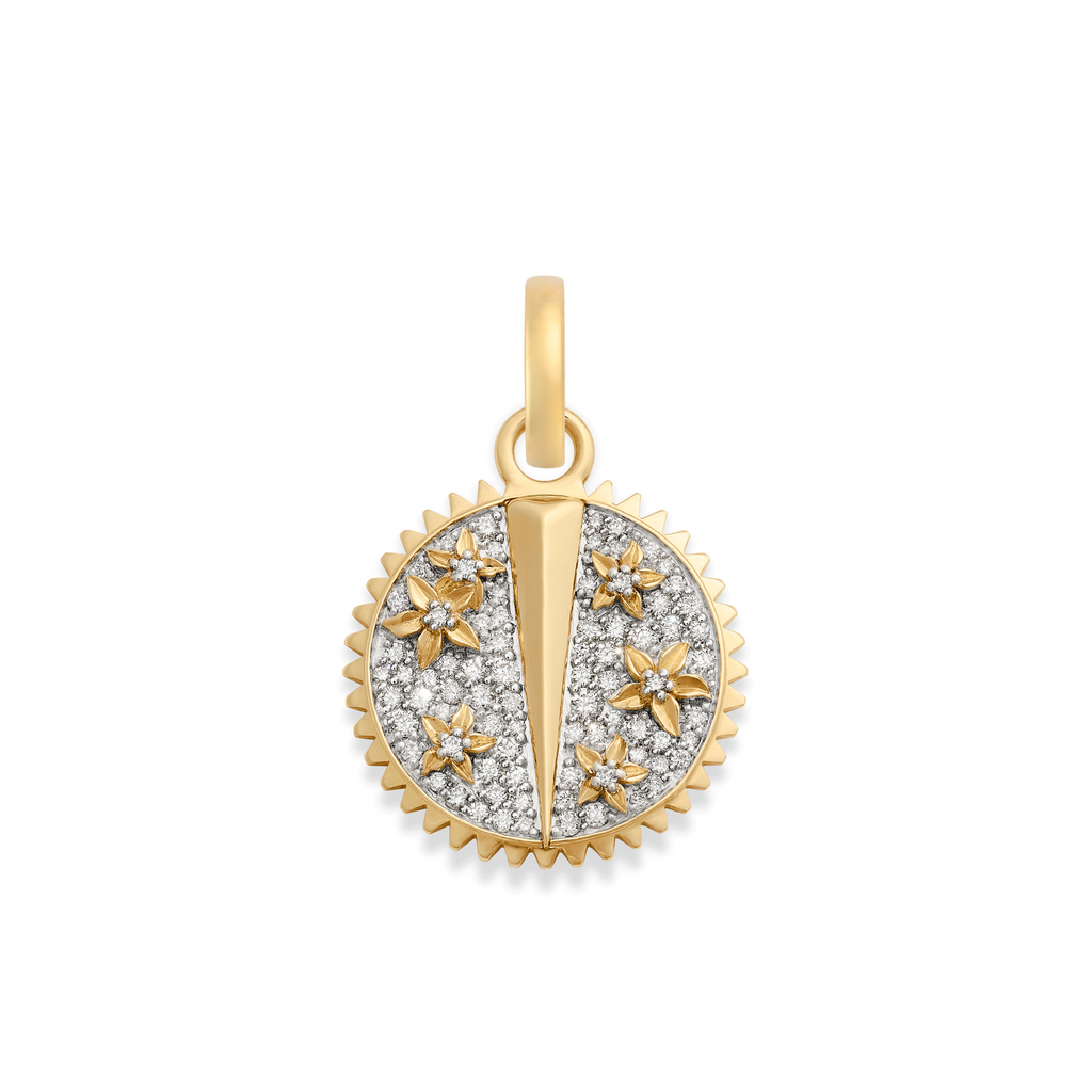 Resilience | Pavé Blossoms Baby Medallion | Diamonds, Mixed Gold view 1