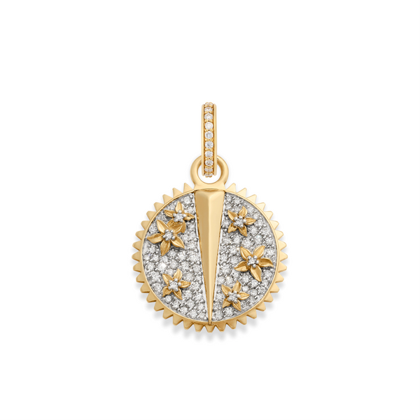 Resilience | Pavé Blossoms Baby Medallion | Diamonds, 18K Mixed Gold