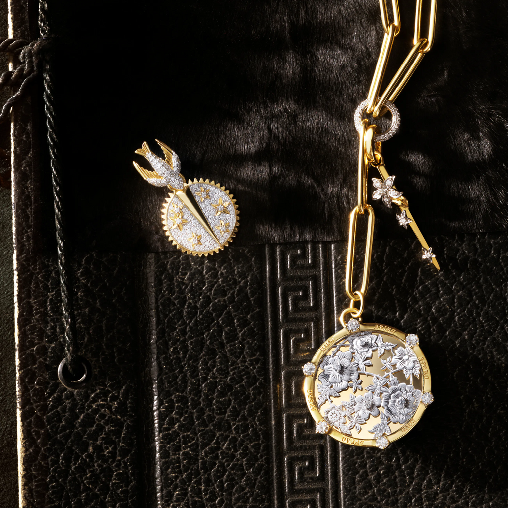 18K Mixed Gold Resilience | Pavé Blossoms Baby Medallion | Diamonds, Mixed Gold – FoundRae view 4