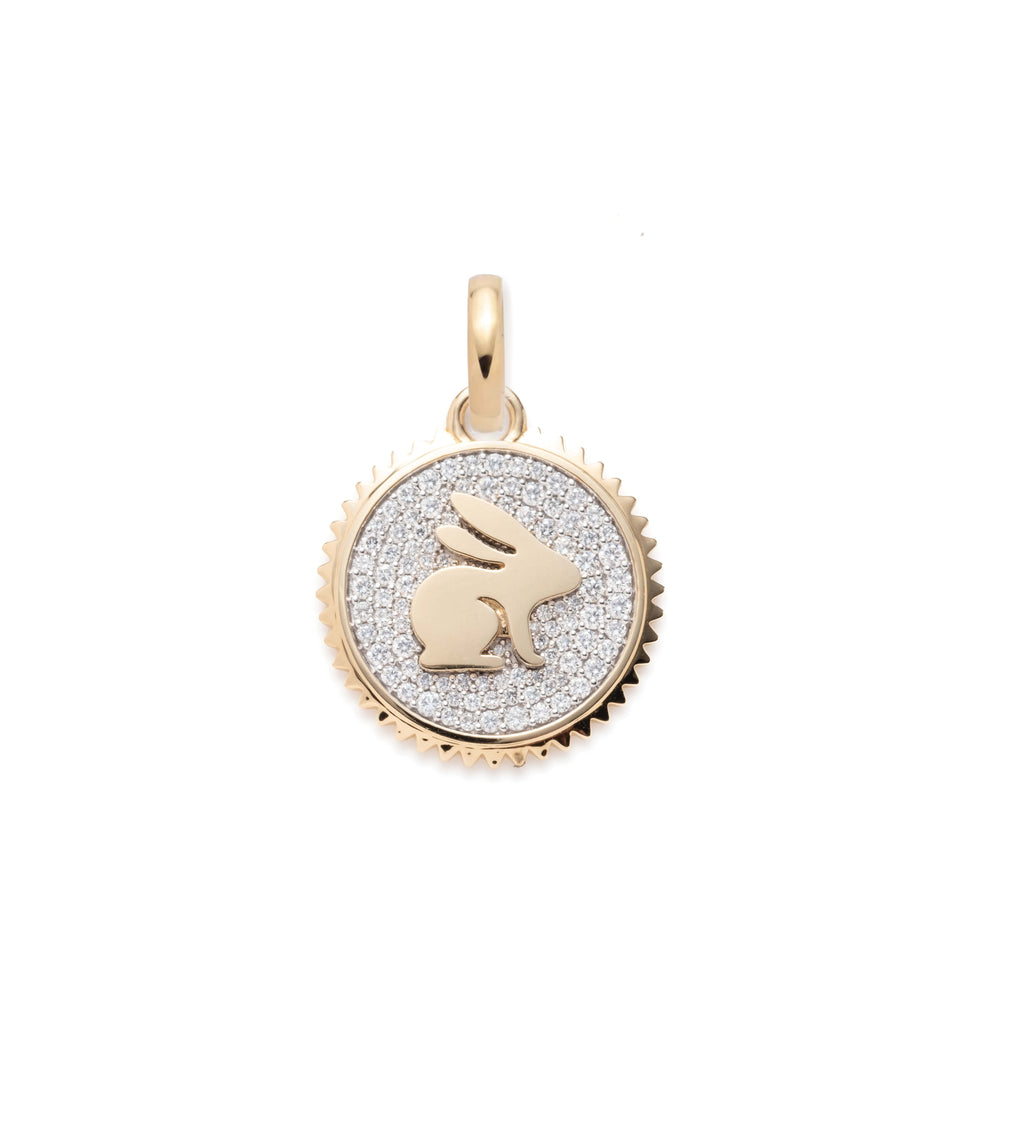 True Love Bunny Medium Medallion : in Yellow Gold with Pave Diamonds and an Annex Link view 1