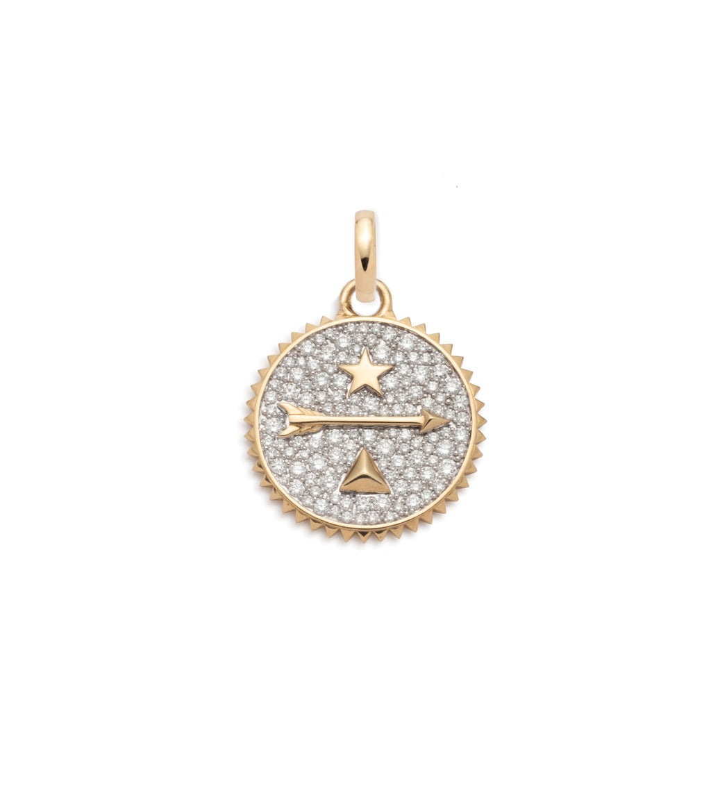 Dream Medium Medallion : in Yellow Gold with Pave Diamonds and an Annex Link view 1