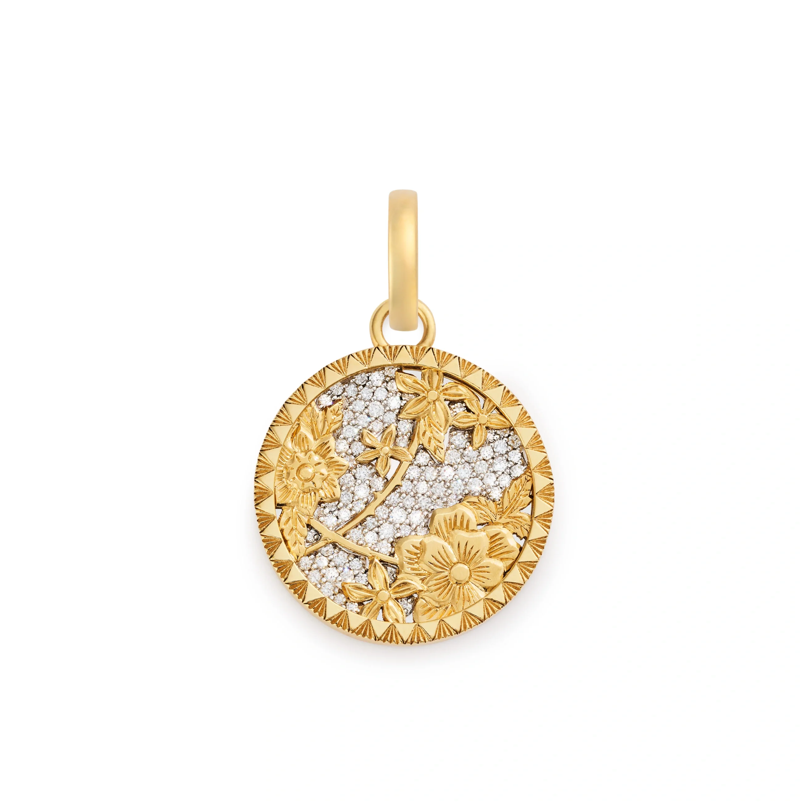 resilience | blossoms pavé floral screen medium medallion | diamonds, yellow gold