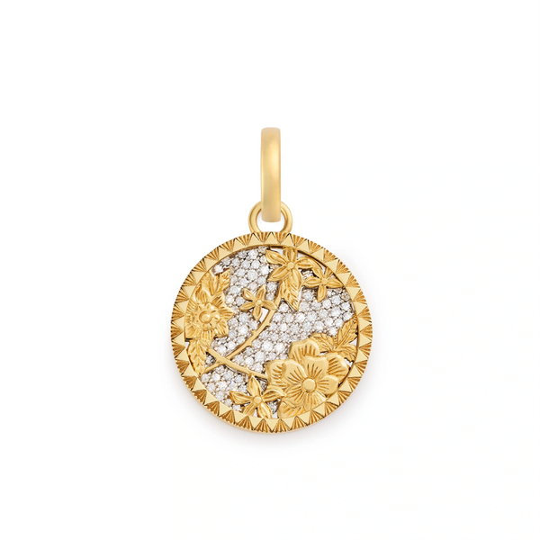 Resilience | Blossoms Pavé Floral Screen Medium Medallion | Diamonds, Yellow Gold