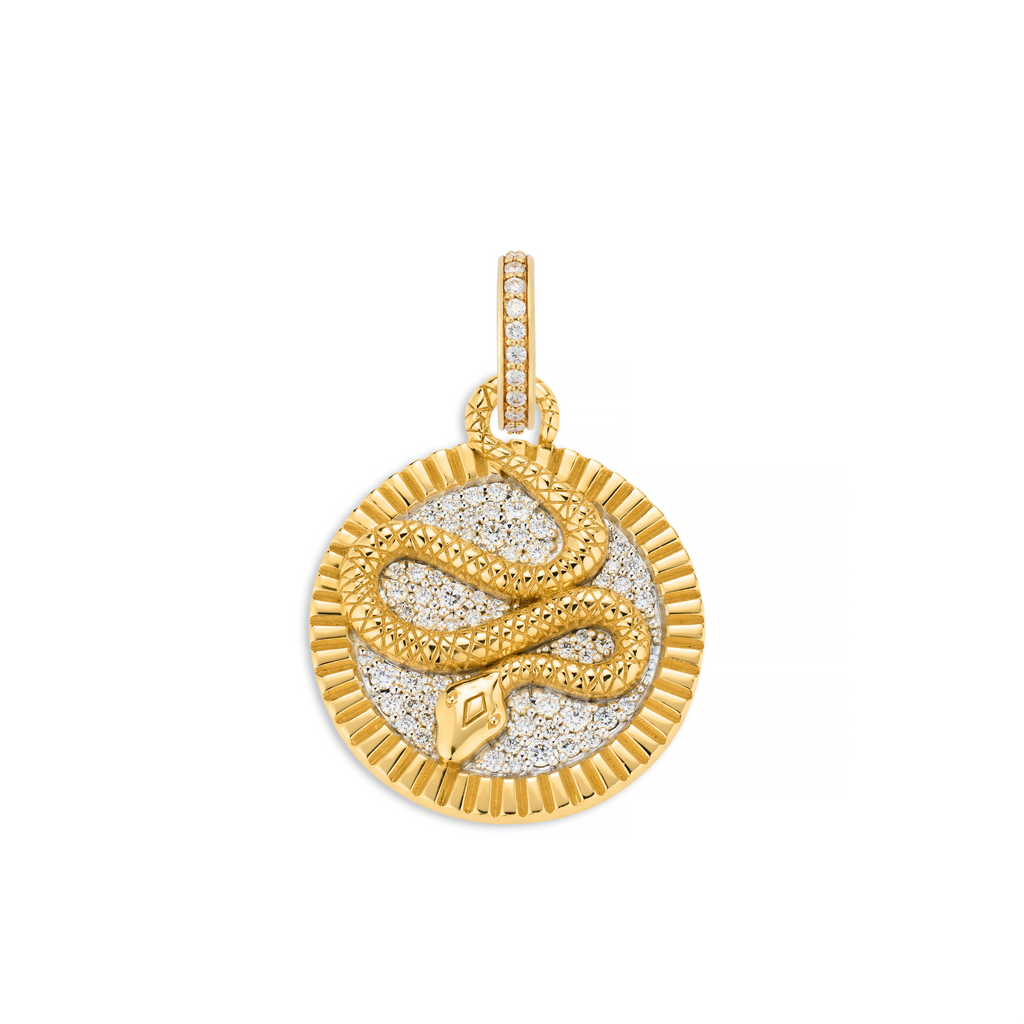 18K Mixed Gold Wholeness | Pavé Medium Medallion | Diamonds, Mixed Gold – FoundRae view 3