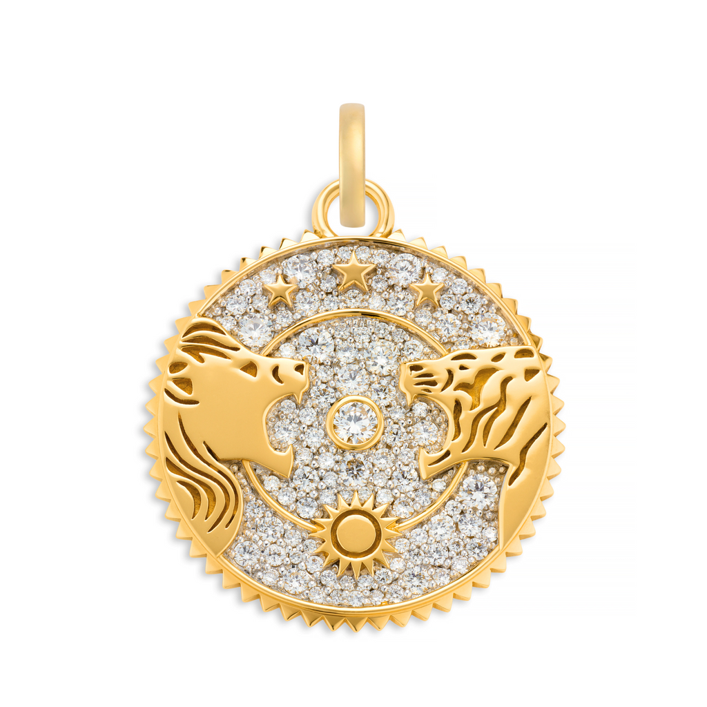 Strength | Pavé Solar & Lunar Large Medallion | Diamonds, Yellow Gold view 1