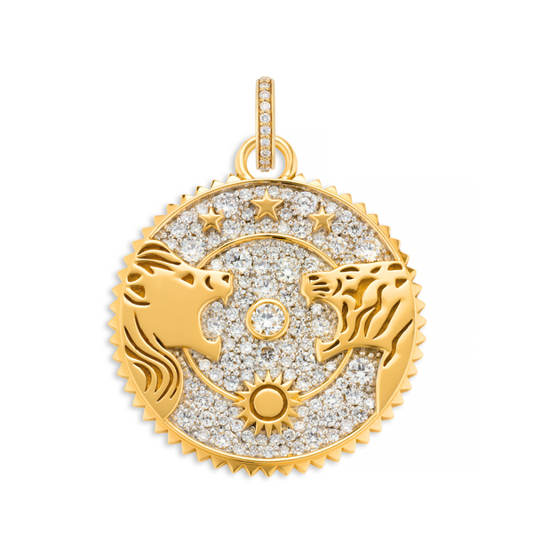 Strength | Pavé Solar & Lunar Large Medallion | Diamonds, 18K Yellow Gold