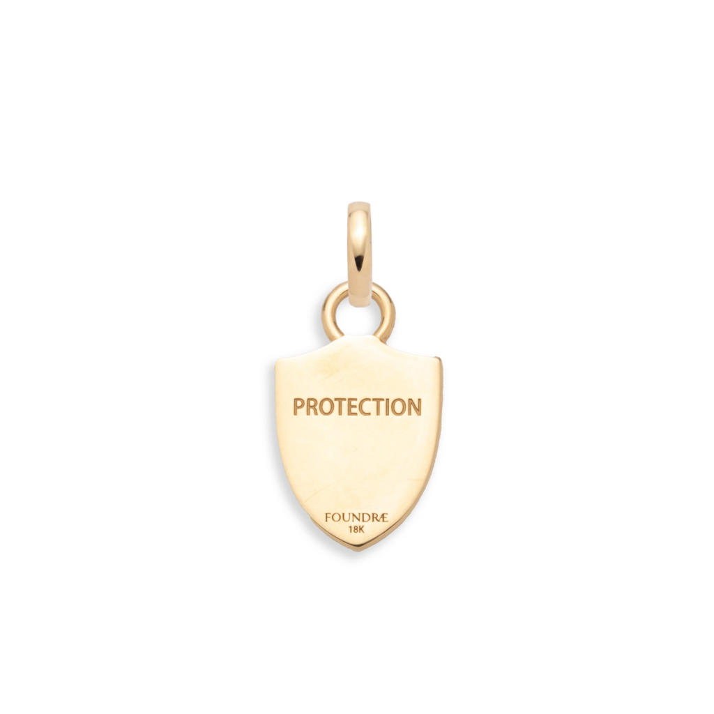 18K Yellow Gold Horseshoe Crest Miniature Pendant : in Yellow Gold with Pave Diamonds and an Annex Link – FoundRae view 4