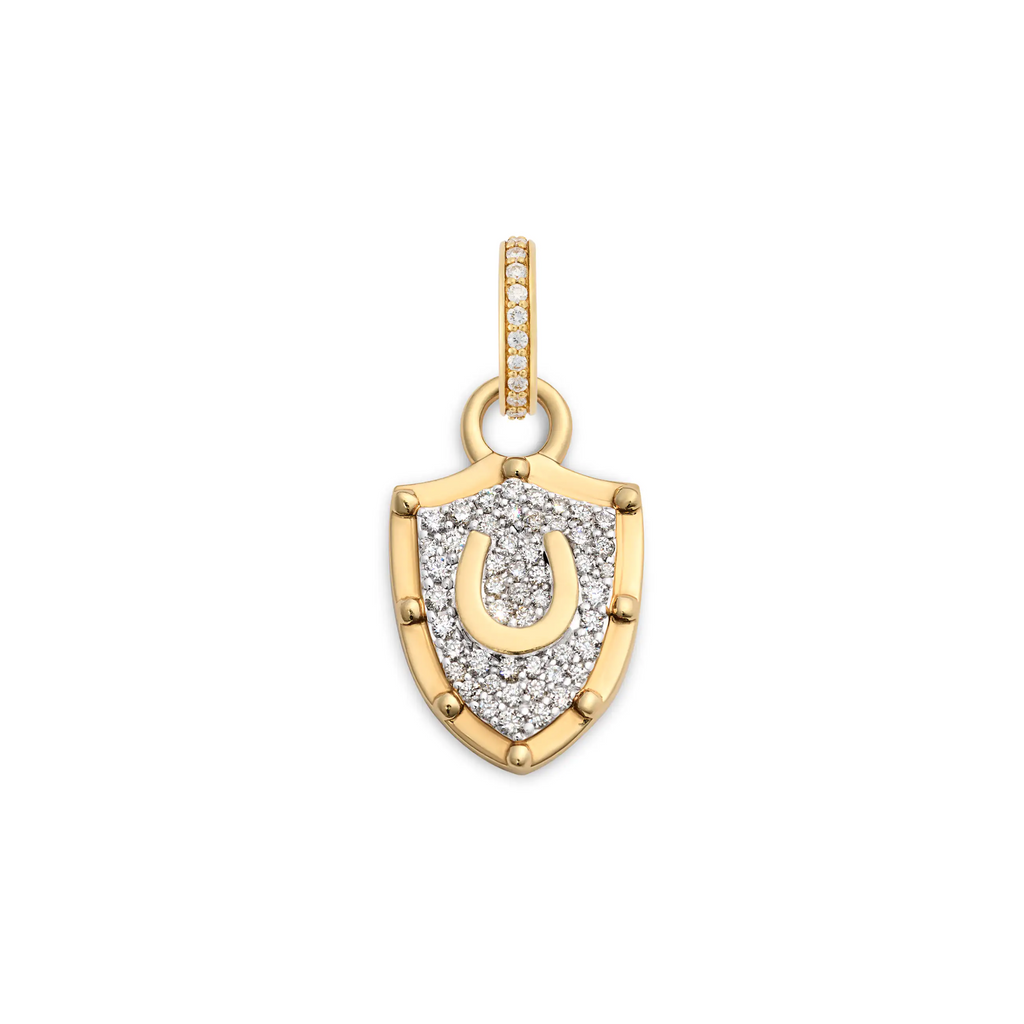 Protection | Horseshoe Crest Pavé Miniature Pendant | Diamonds, 18K Yellow Gold view 1