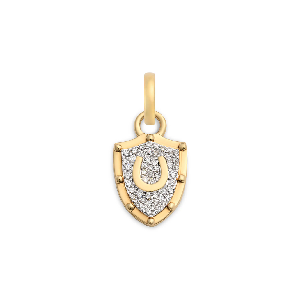 18K Yellow Gold Protection | Horseshoe Crest Pavé Miniature Pendant | Diamonds, 18K Yellow Gold – FoundRae view 3