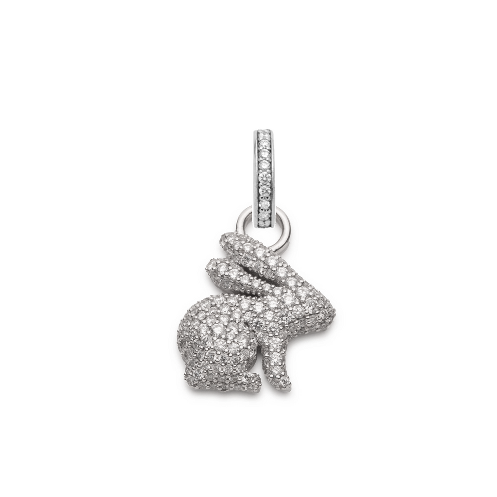 18K White Gold Snow Pavé Diamond Bunny Pendant : in White Gold with an Annex Link – FoundRae view 4