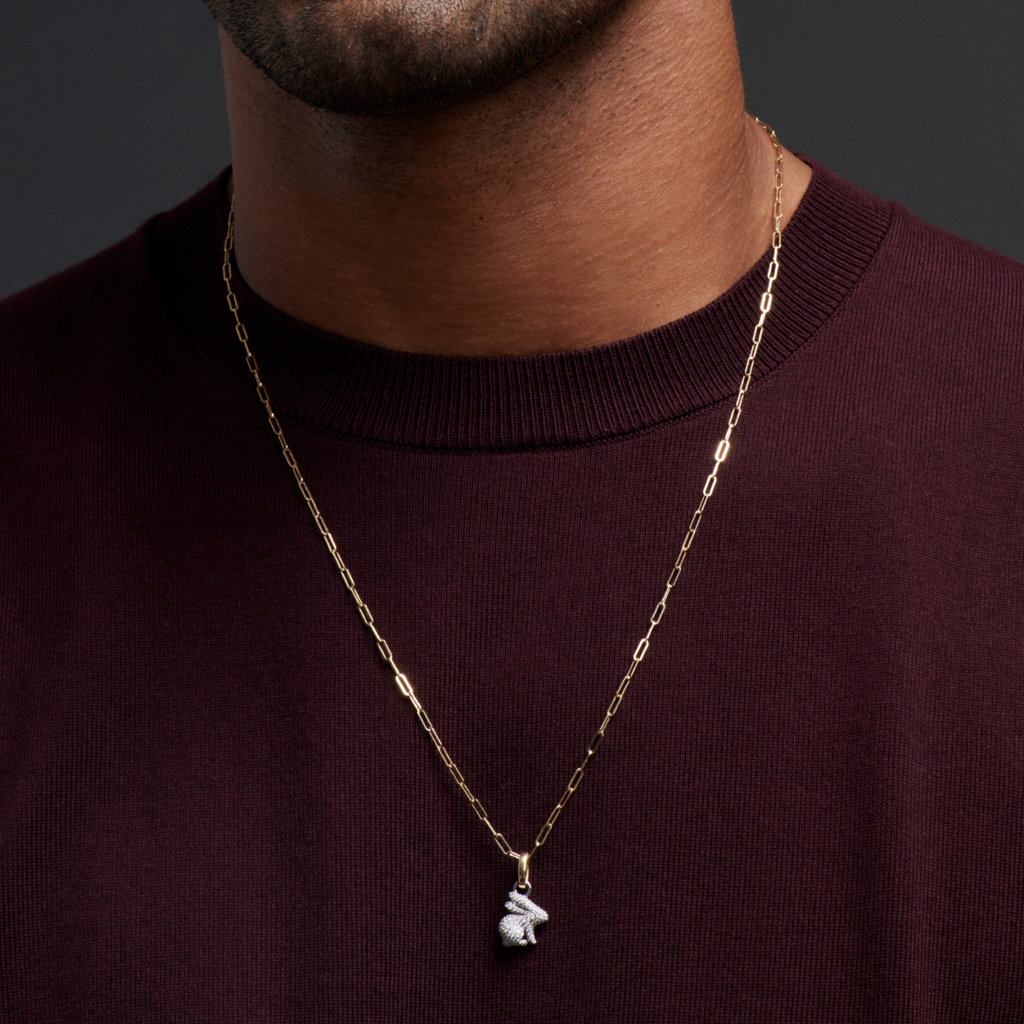 18K White Gold Snow Pavé Diamond Bunny Pendant : in White Gold with an Annex Link – FoundRae view 3