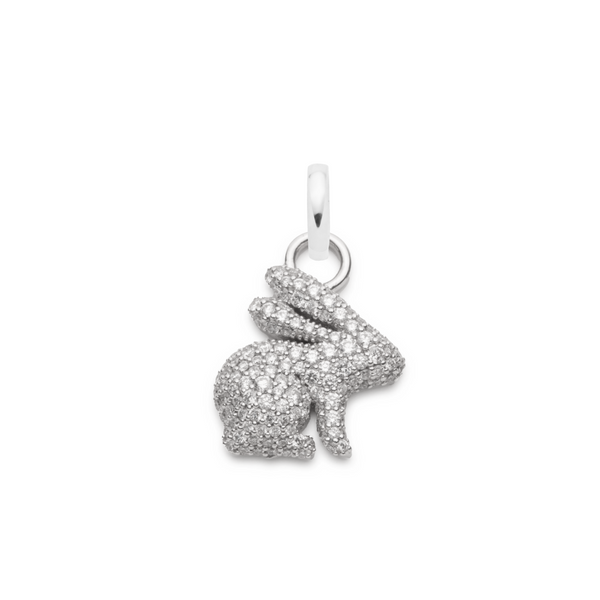 Snow Pavé Diamond Bunny Pendant : in White Gold with an Annex Link