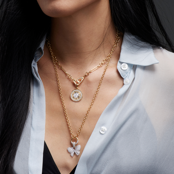 Snow Pavé Diamond Butterfly Pendant : in White Gold with an Annex Link
