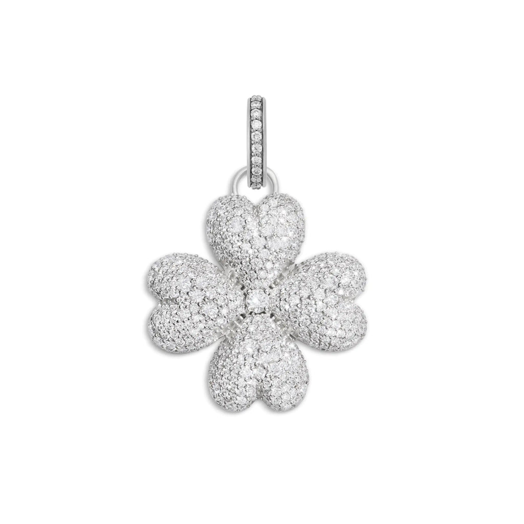 18K White Gold True Love | Snow Pavé Four Heart Clover Medium Pendant | Diamonds, 18K White Gold – FoundRae view 3
