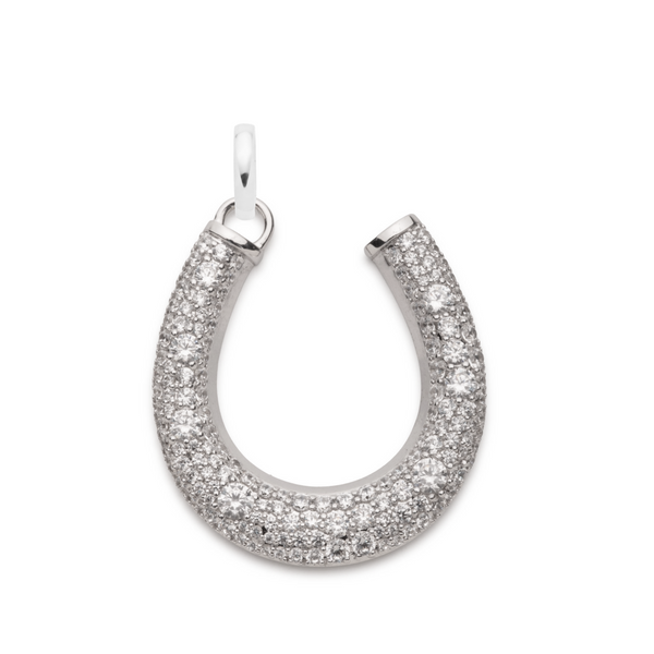 Snow Pavé Diamond Horseshoe Pendant : in White Gold with an Annex Link