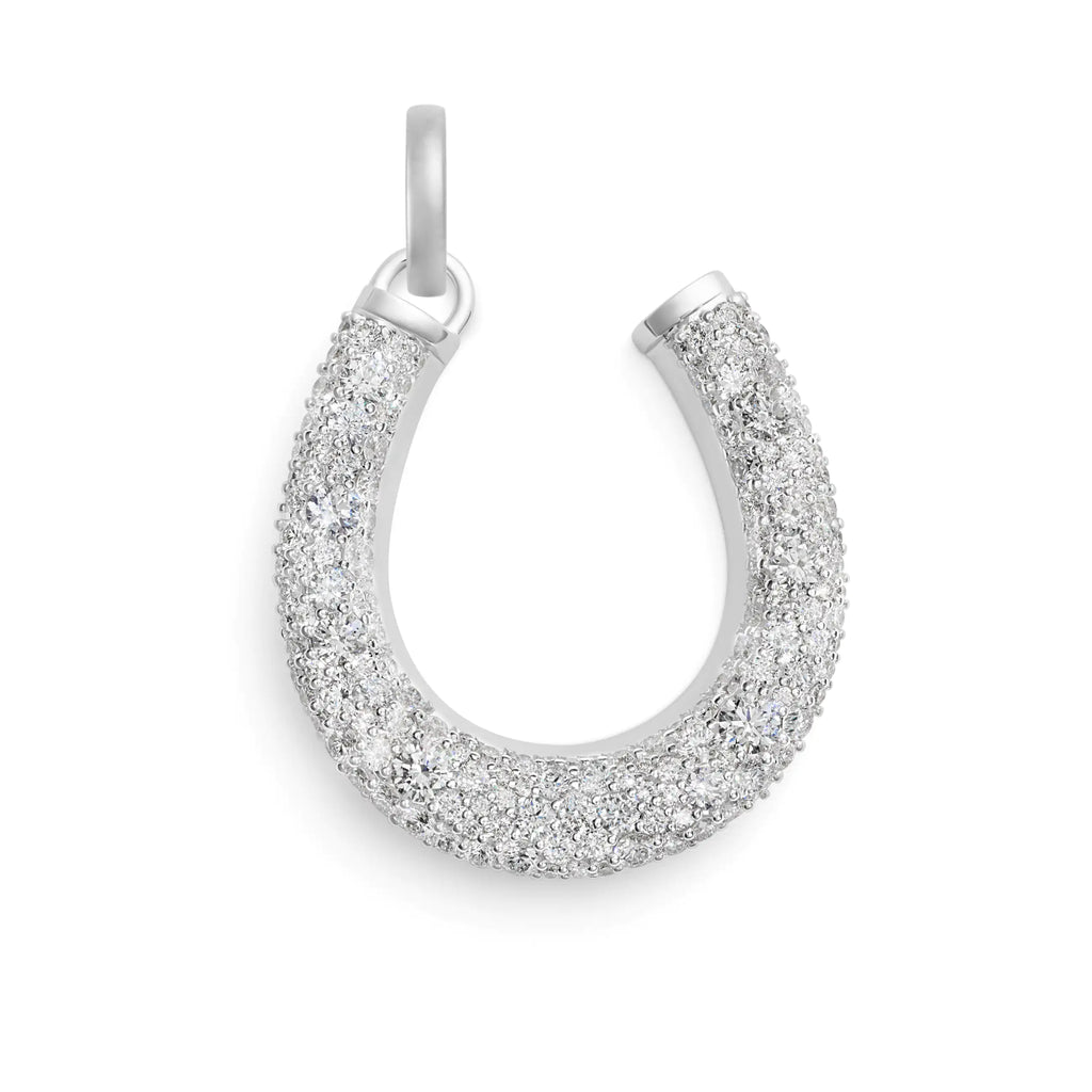Protection | Snow Pavé Horseshoe Pendant | Diamonds, 18K White Gold view 1