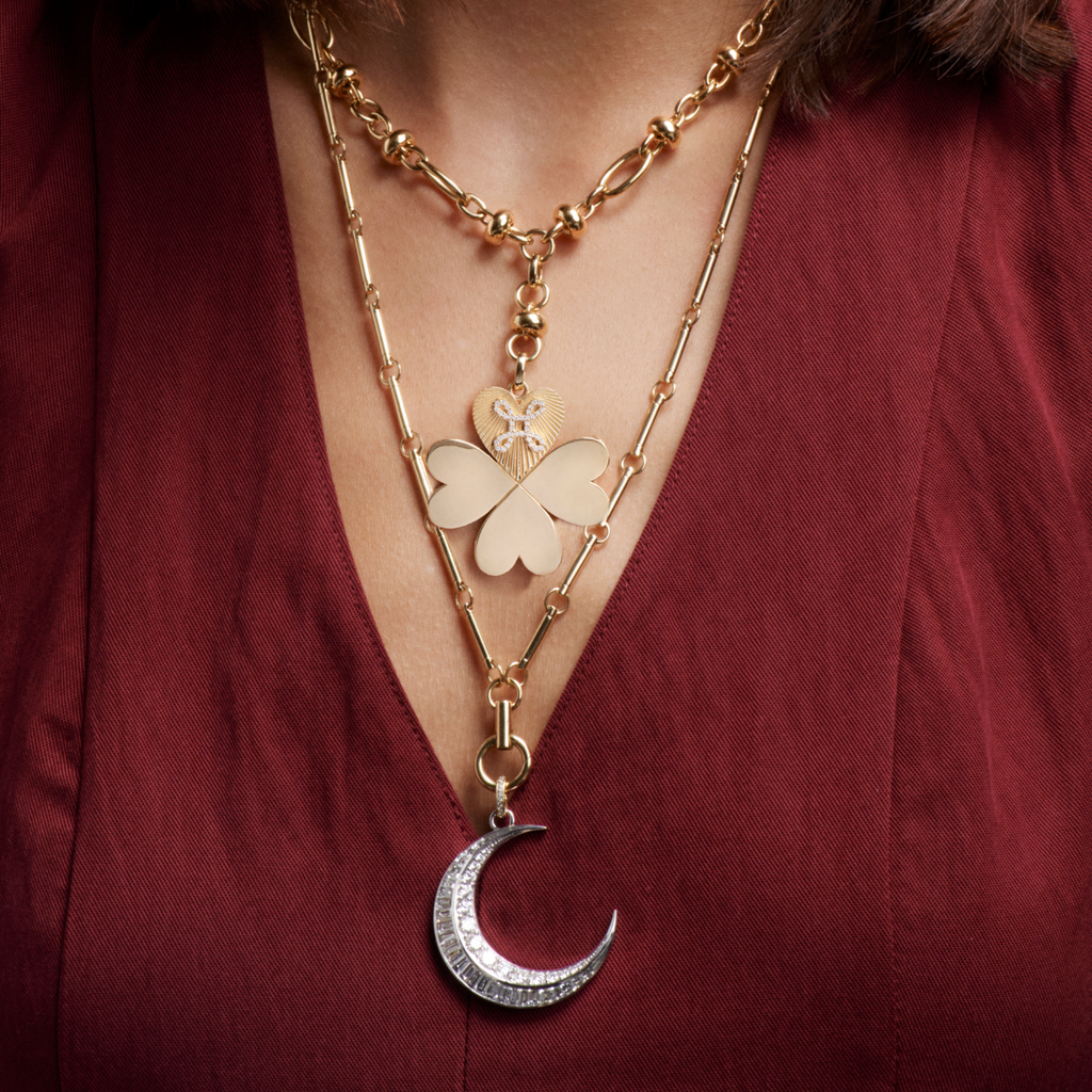 18K White Gold Diamond Crescent Oversized Pendant : in White Gold with an Annex Link – FoundRae view 3