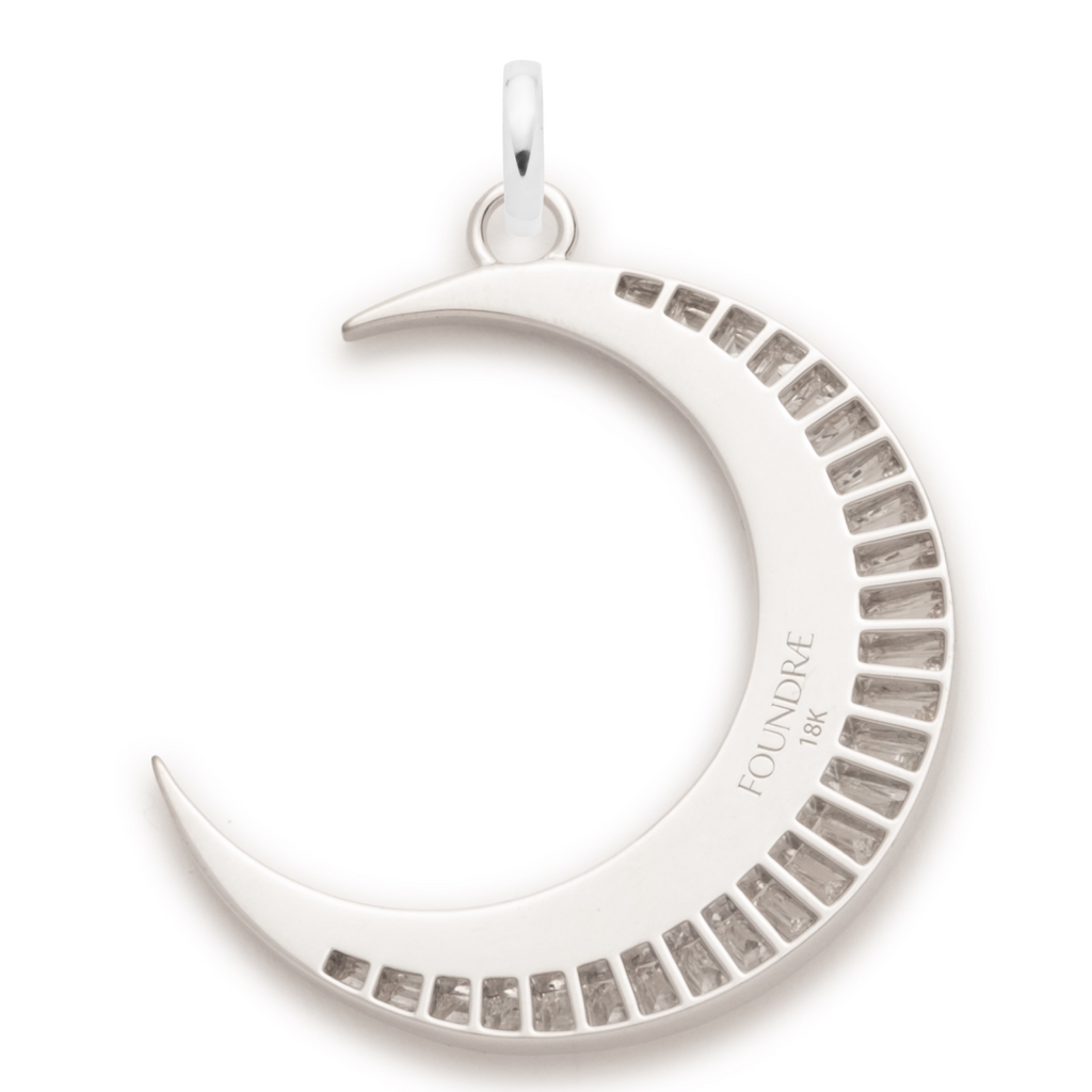 18K White Gold Diamond Crescent Oversized Pendant : in White Gold with an Annex Link – FoundRae view 6