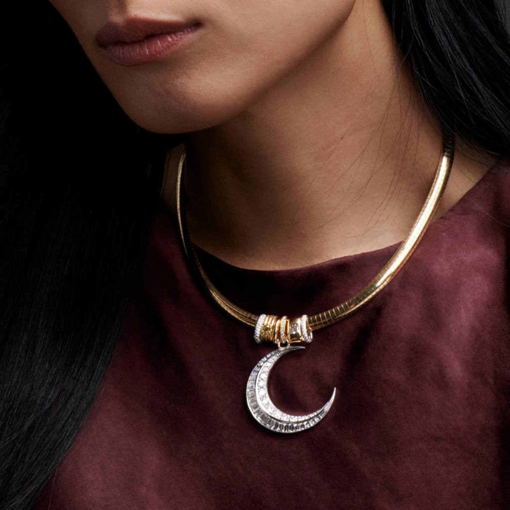 18K White Gold Infinite Gratitude | Crescent Oversized Pendant | Diamonds, White Gold – FoundRae view 5