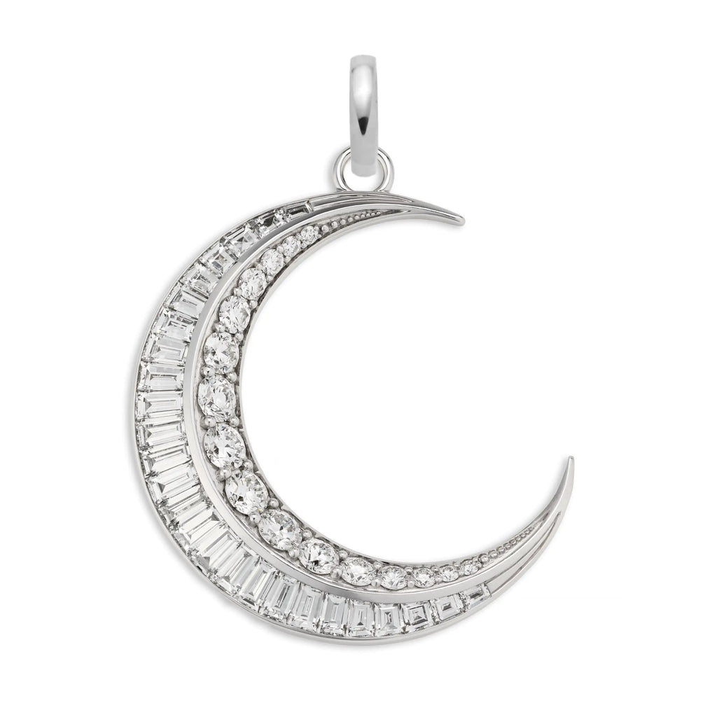 Infinite Gratitude | Crescent Oversized Pendant | Diamonds, 18K White Gold view 1