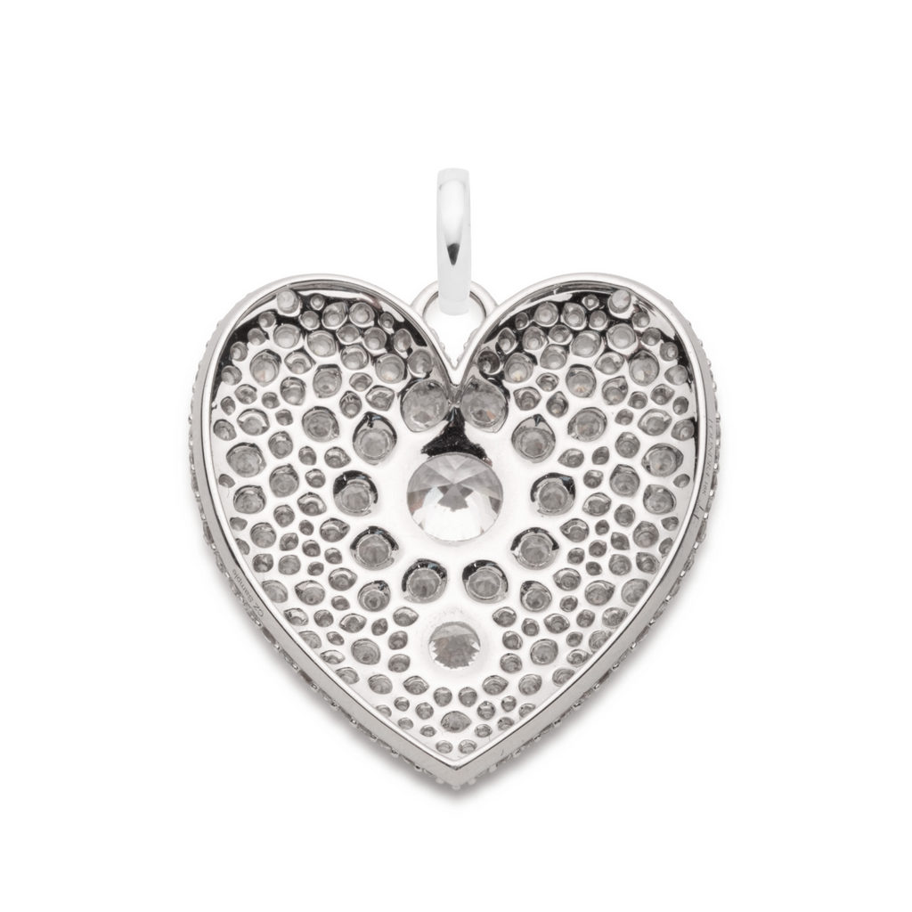 18K White Gold Snow Pavé Diamond Full Heart Medallion : in White Gold with an Annex Link – FoundRae view 4