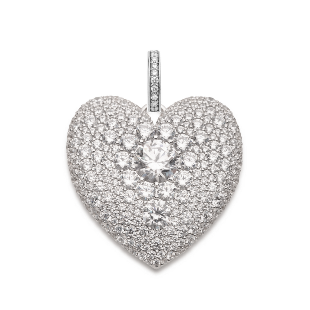 18K White Gold Snow Pavé Diamond Full Heart Medallion : in White Gold with an Annex Link – FoundRae view 3