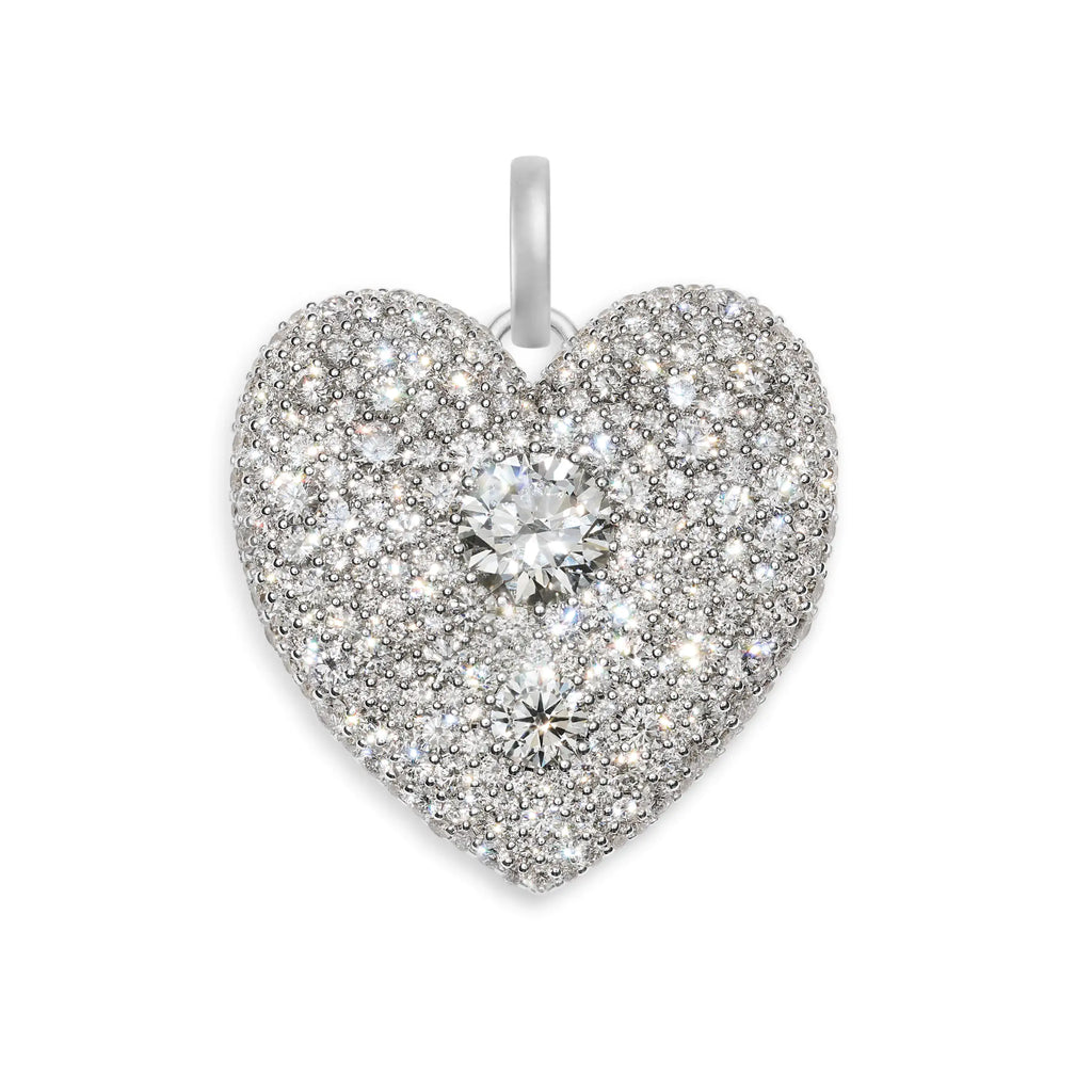 True Love | Snow Pavé Full Heart Large Medallion | Diamonds, 18K White Gold view 1