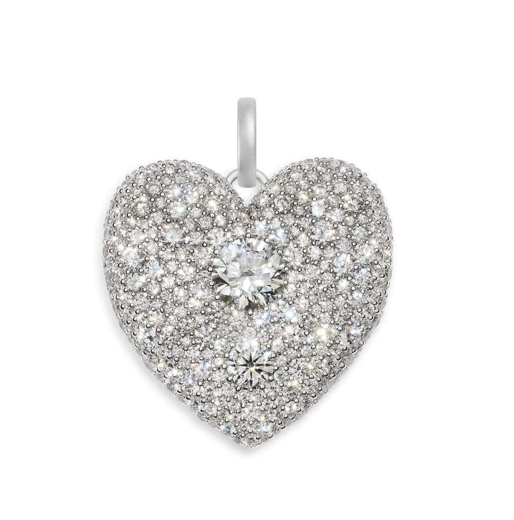 True Love | Snow Pavé Full Heart Large Medallion | Diamonds, 18K White Gold view 1