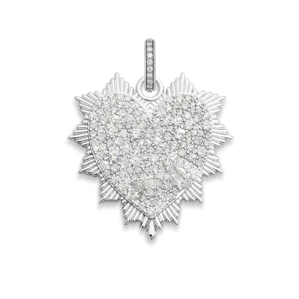 18K White Gold True Love | Snow Pavé Heart Love Token Oversized Medallion | Diamonds, 18K White Gold – FoundRae view 3