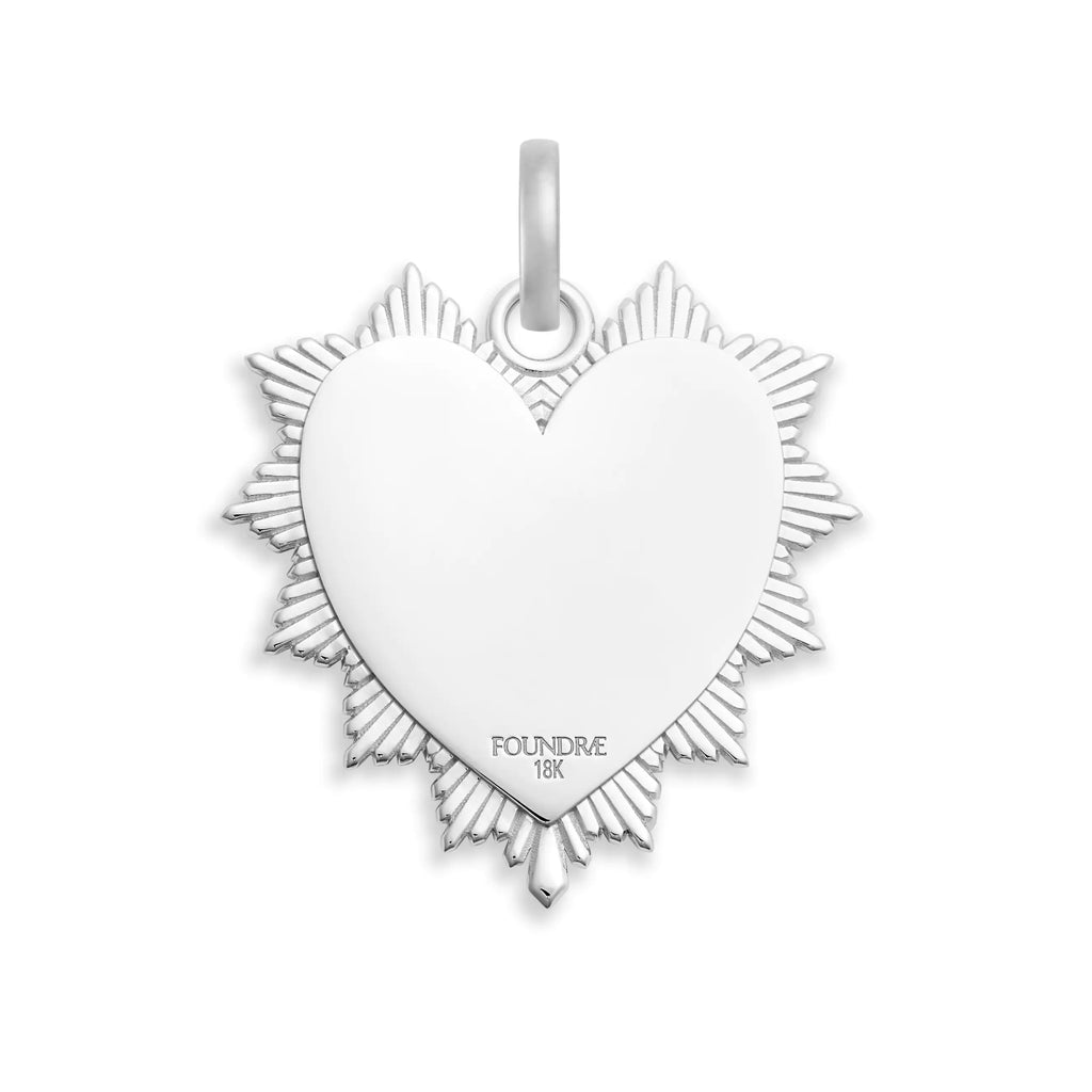18K White Gold True Love | Snow Pavé Heart Love Token Oversized Medallion | Diamonds, 18K White Gold – FoundRae view 4