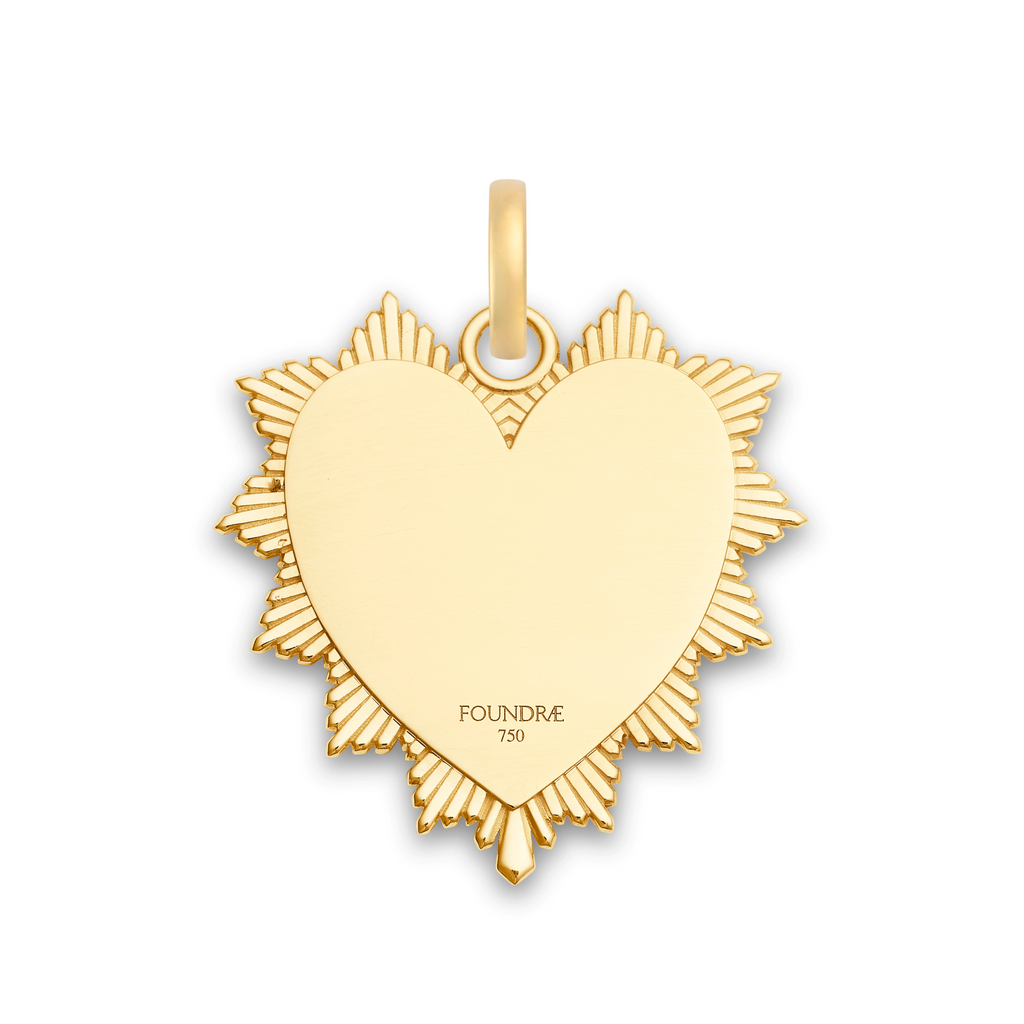 18K Mixed Gold True Love | Snow Pavé Heart Love Token Oversized Medallion | Diamonds, Mixed Gold – FoundRae view 4