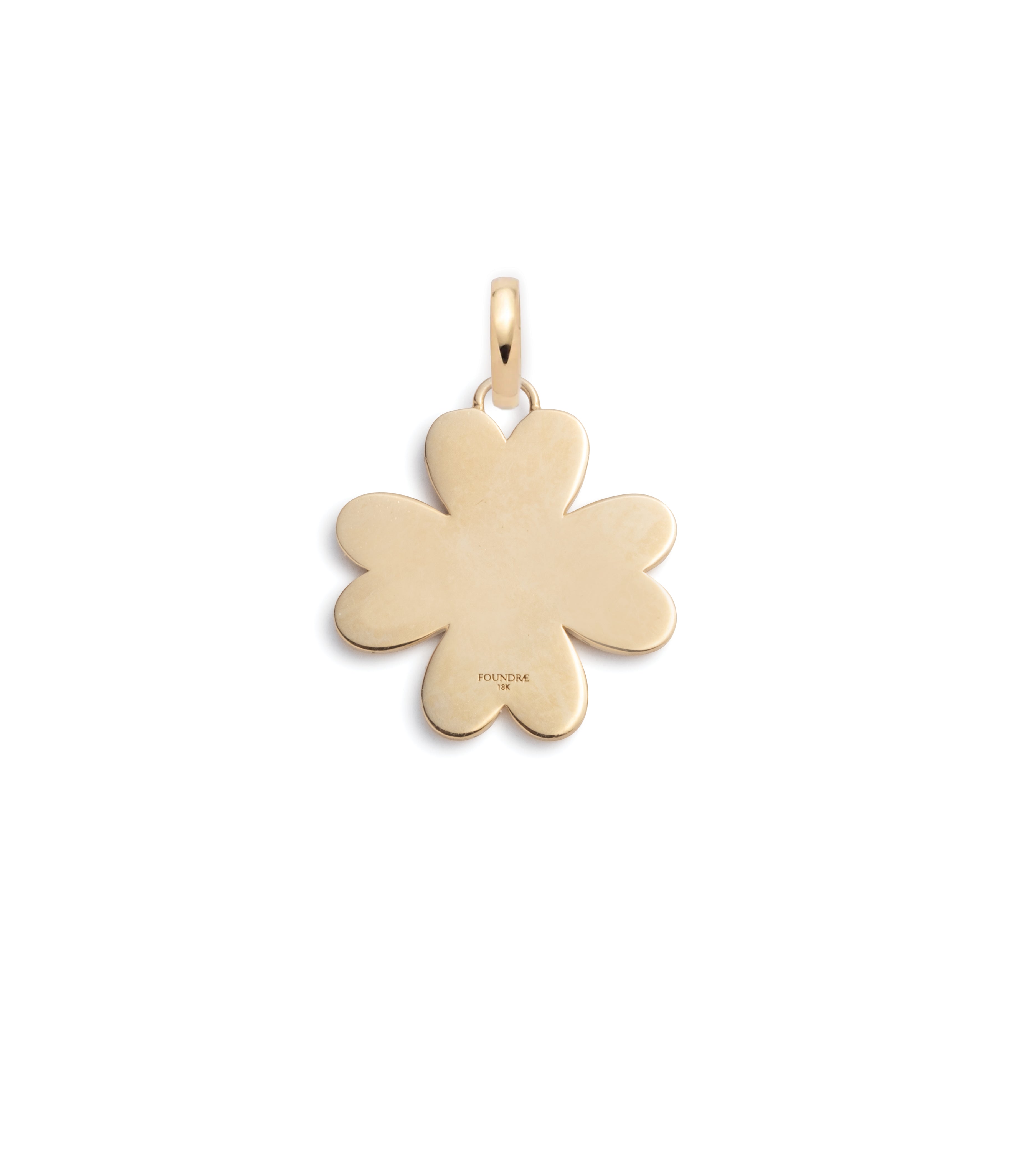 Pave Diamond Engravable Four Heart Clover : Medium Medallion with Annex Link