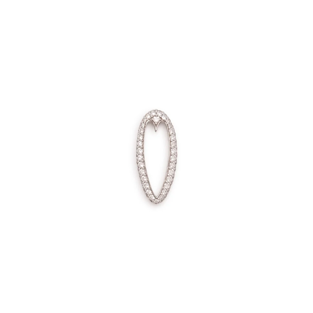 Oversized Pave Diamond Oval Heart Slide White Gold view 1