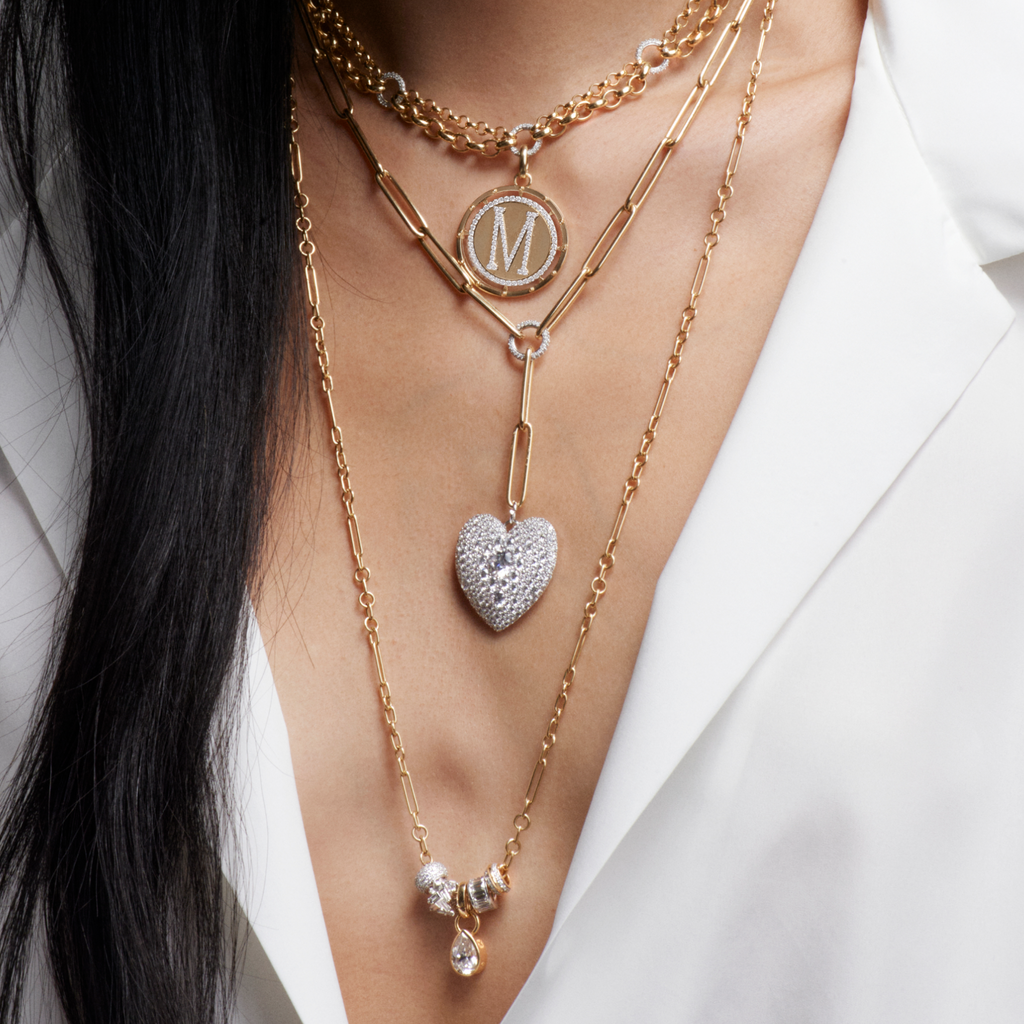 18K White Gold Orbit Pavé Diamond Heart Beat : in White Gold – FoundRae view 3