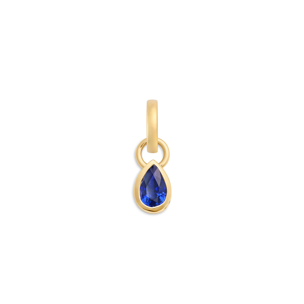 True Love | Forever & Always a Pair Pear Pendant | Blue Sapphire, 18K Yellow Gold view 1