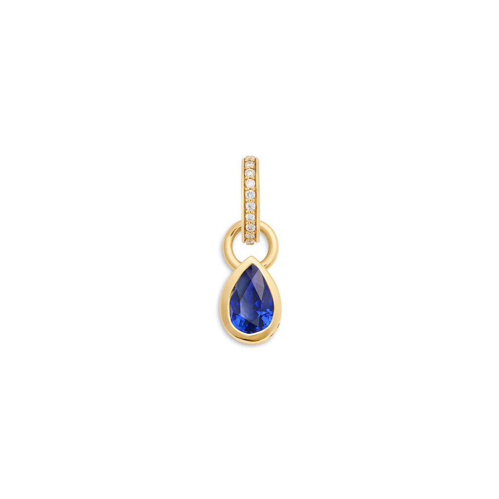 True Love | Forever & Always a Pair Pear Pendant | Blue Sapphire, 18K Yellow Gold view 2