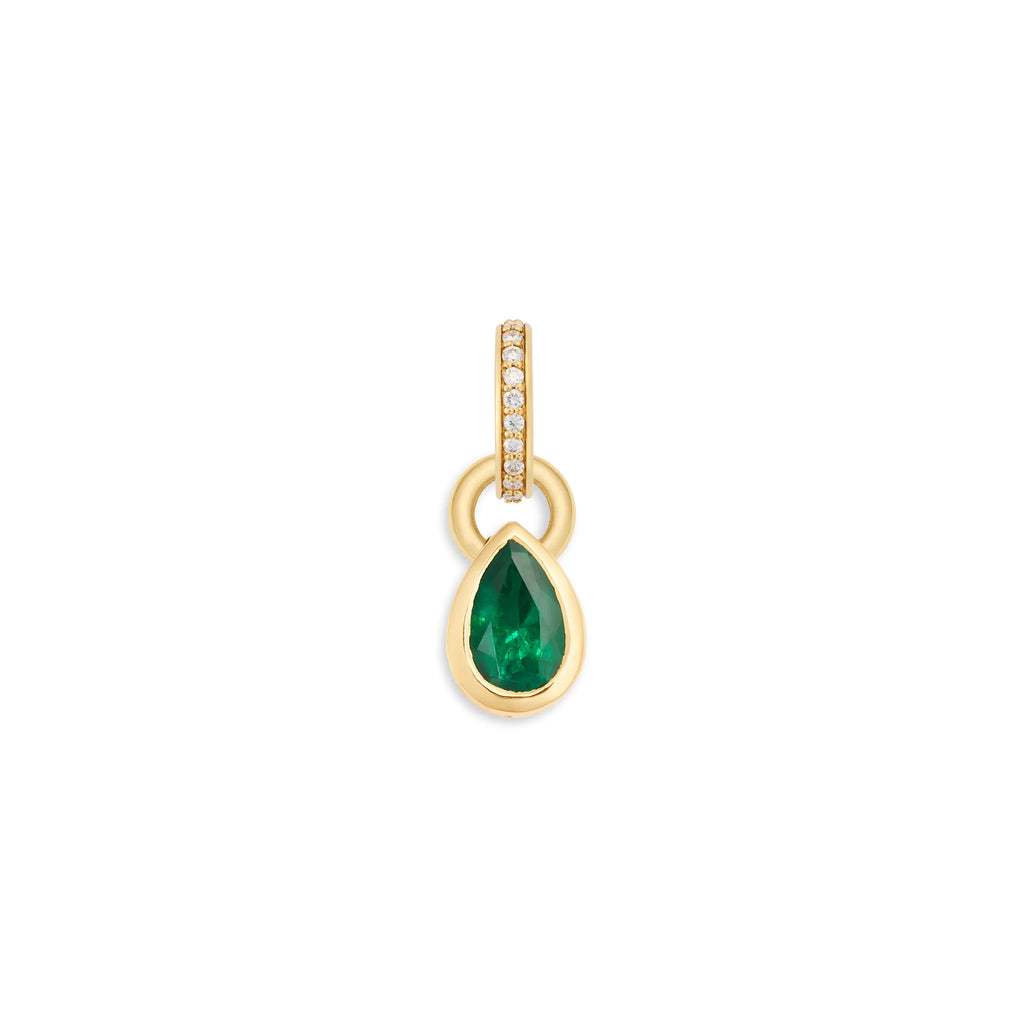 True Love | Forever & Always a Pair Pear Pendant | Emerald, 18K Yellow Gold view 2