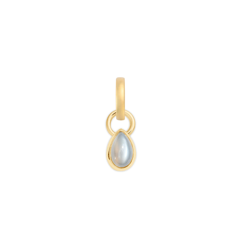True Love | Forever & Always a Pair Pear Pendant | Grey Moonstone, 18K Yellow Gold view 1